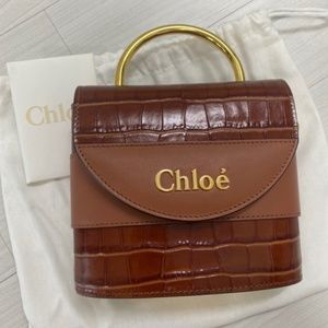 Chloé Aby Small Croc-Embossed Leather  Crossbody Bag